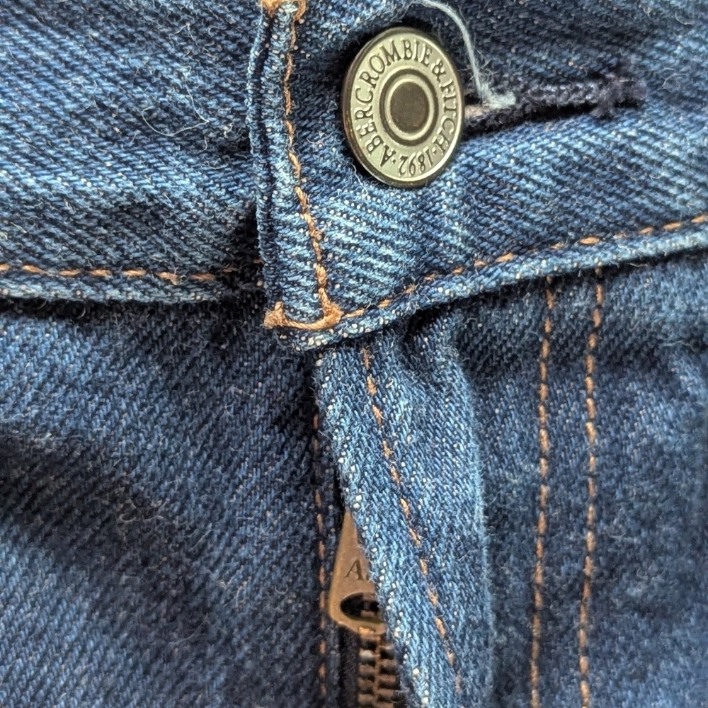 Abercrombie & Fitch Barrel Jeans 32 Mid Rise Dark Wash Horseshoe Denim - Picture 9 of 14